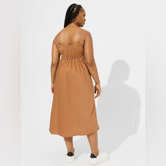 Torrid Tea Length Woven Jacquard Lace Trim Cami Dress Size 1X Sleeveless Slip - Picture 6 of 15